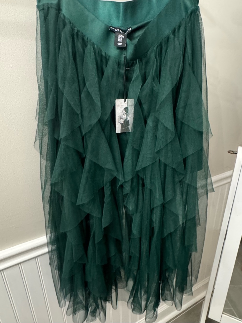 Sincerely Jules Layered Tulle Ruffle Skirt Metallic Emerald Green XL